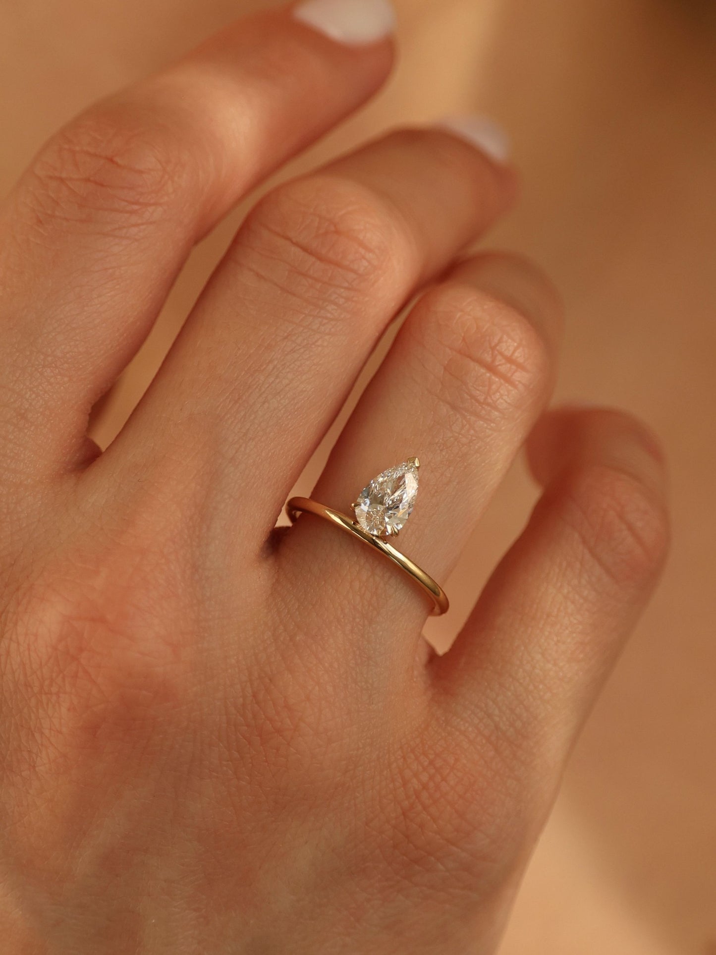 1 CT - 3 CT Pear Cut Lab grown Diamond Solitaire Engagement Ring