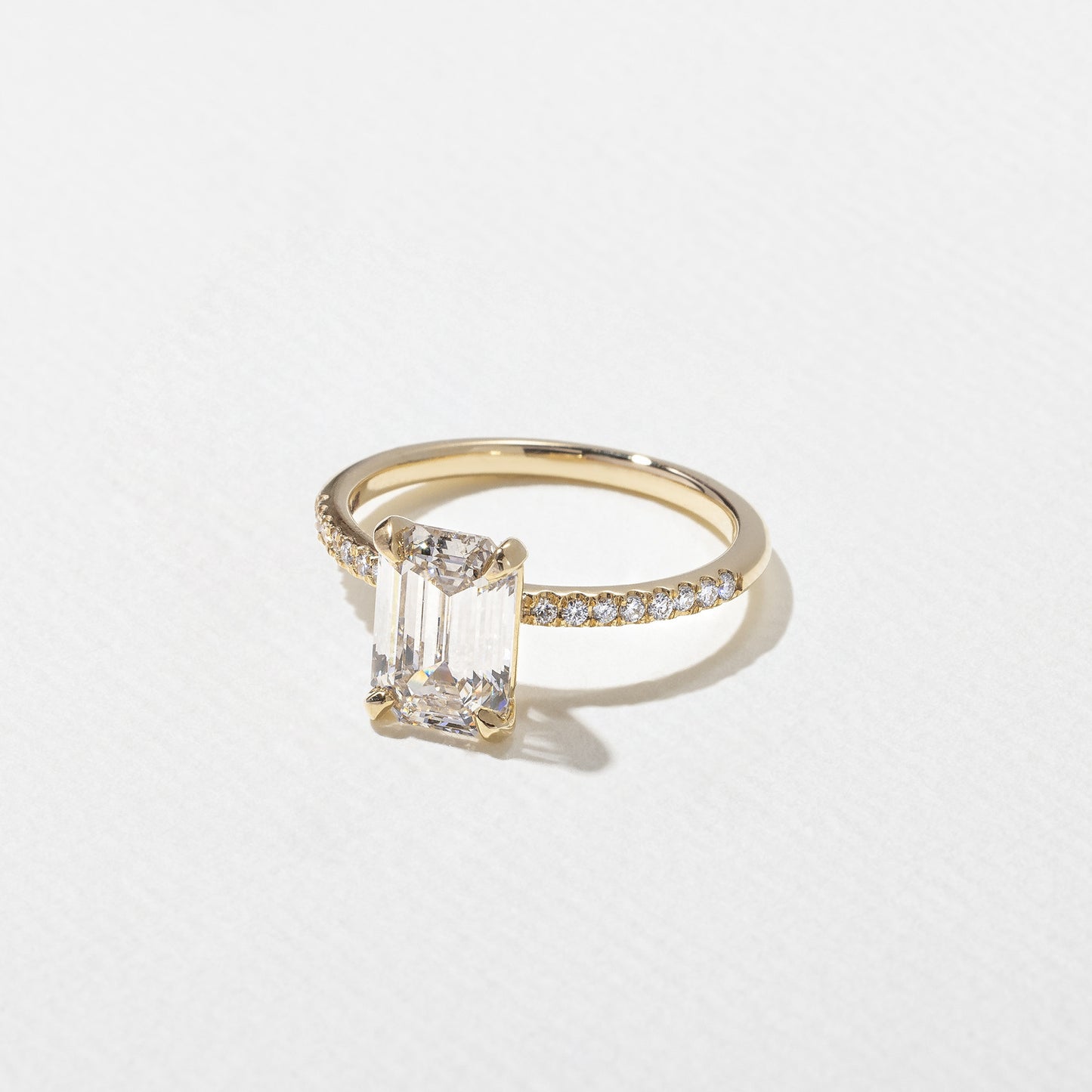 1.82 CT - 2.82 CT Emerald Cut Lab grown Diamond Pave Engagement Ring