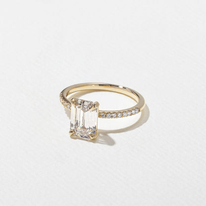 1.82 CT - 2.82 CT Emerald Cut Lab grown Diamond Pave Engagement Ring