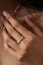 0.99 TCW Marquise Moissanite Half Eternity Wedding Band