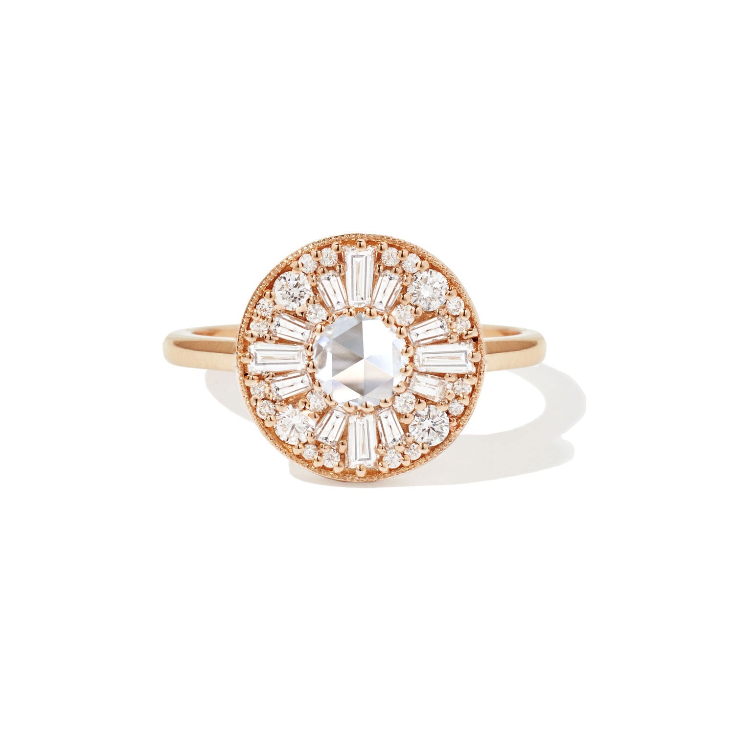 0.2 CT Round Cut Moissanite Round Shape Mosaic Engagement Ring