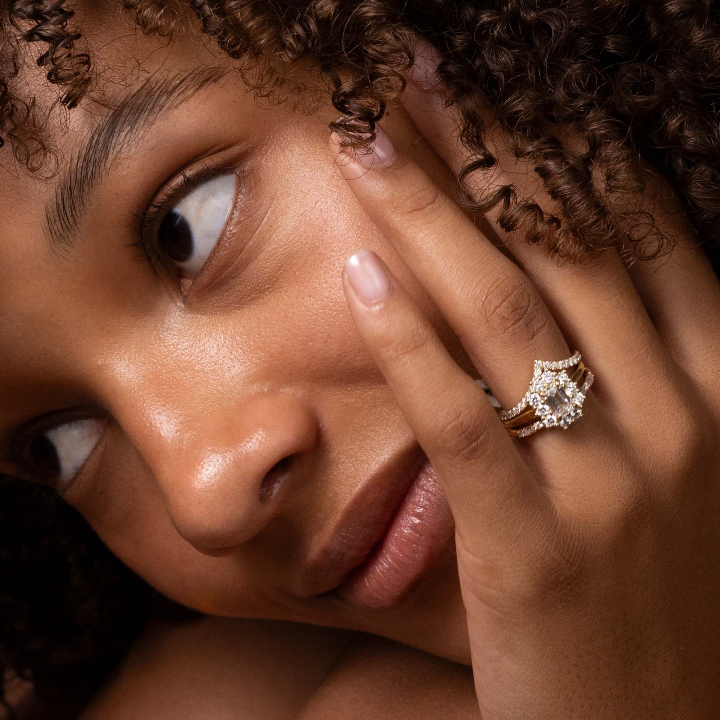 1 CT - 2 CT Emerald Cut Halo Moissanite Engagement Ring