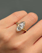 3.02 CT Marquise Lab grown Diamond Split Shank Bezel Engagement Ring