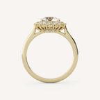 1 CT - 2 CT Round Cut Lab grown Diamond Halo Floral Style Engagement Ring