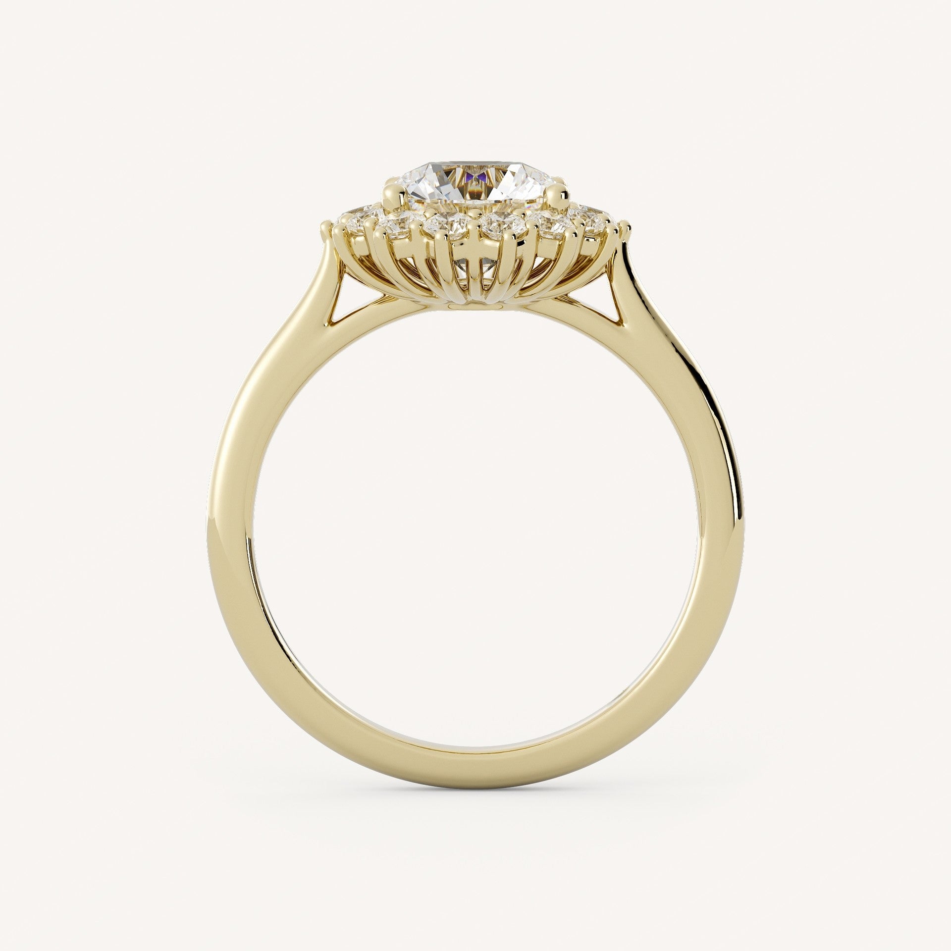 1 CT - 2 CT Round Cut Lab grown Diamond Halo Floral Style Engagement Ring