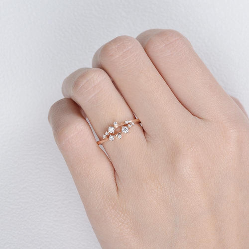 0.25 TCW Round Moissanite Cluster Wedding Band