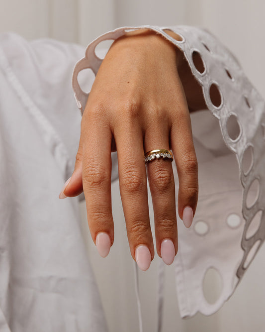 0.57 TCW Multi Shape CVD Diamond Cluster Pave Wedding Band