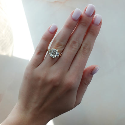 2 CT - 3 CT Emerald Cut Lab grown Diamond Three Stone Engagement Ring