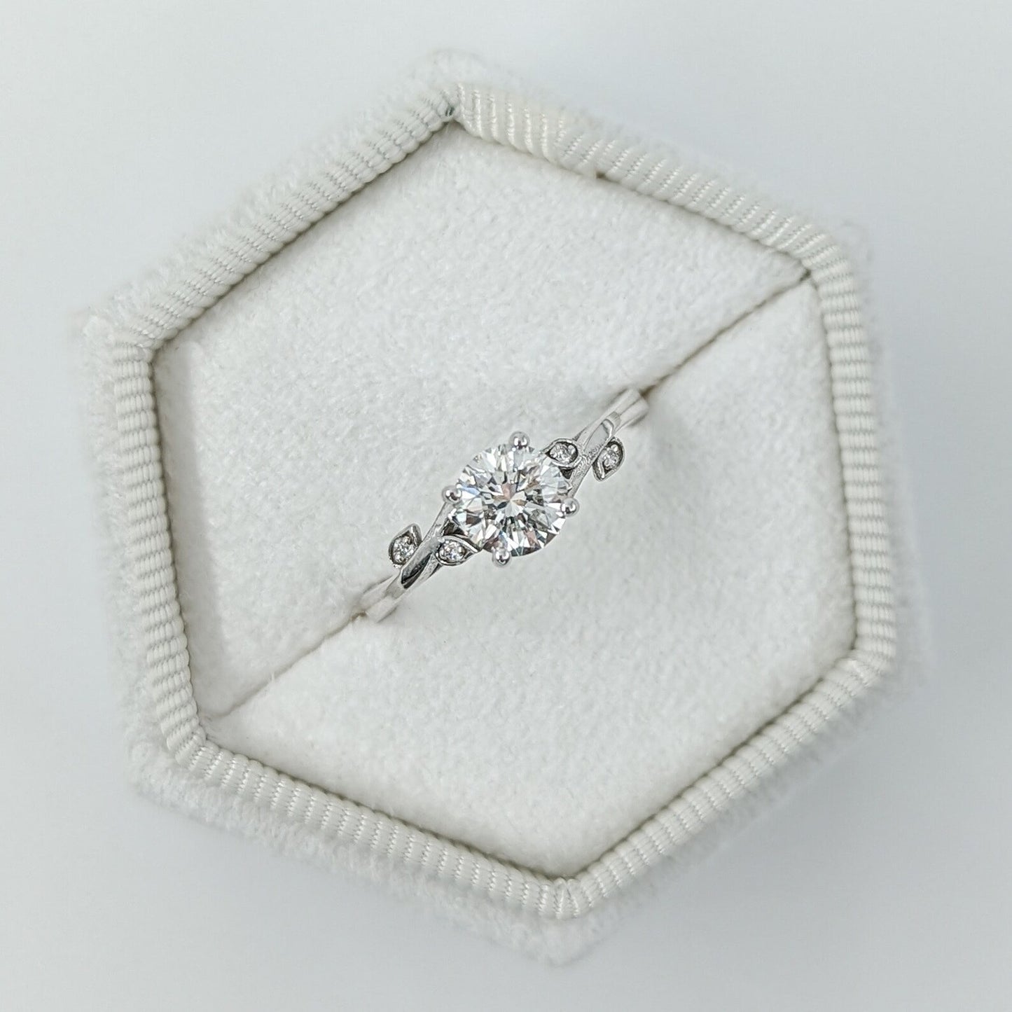 1 CT Round Cut Nature Inspired Moissanite Engagement Ring