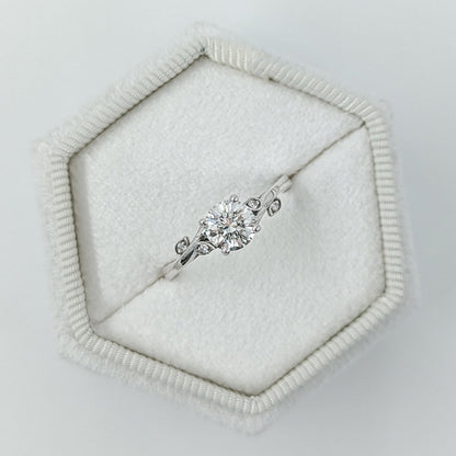 1 CT Round Cut Nature Inspired Moissanite Engagement Ring