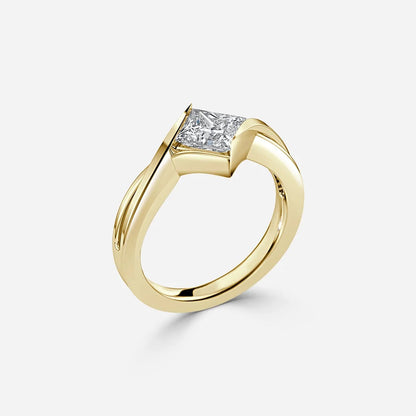 1 CT - 2 CT Princess Cut Entwined Setting Solitaire Moissanite Engagement Ring