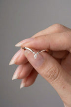Marquise & Round Moissanite V-shape Wedding Band