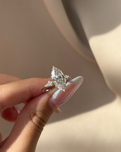 Marquise Cut Lab grown Diamond Three Stone Engagement Ring