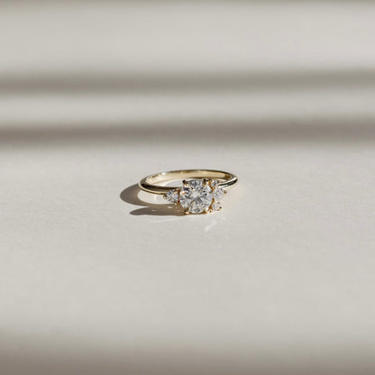 1 CT - 2 CT Round Cut Cluster Moissanite Engagement Ring