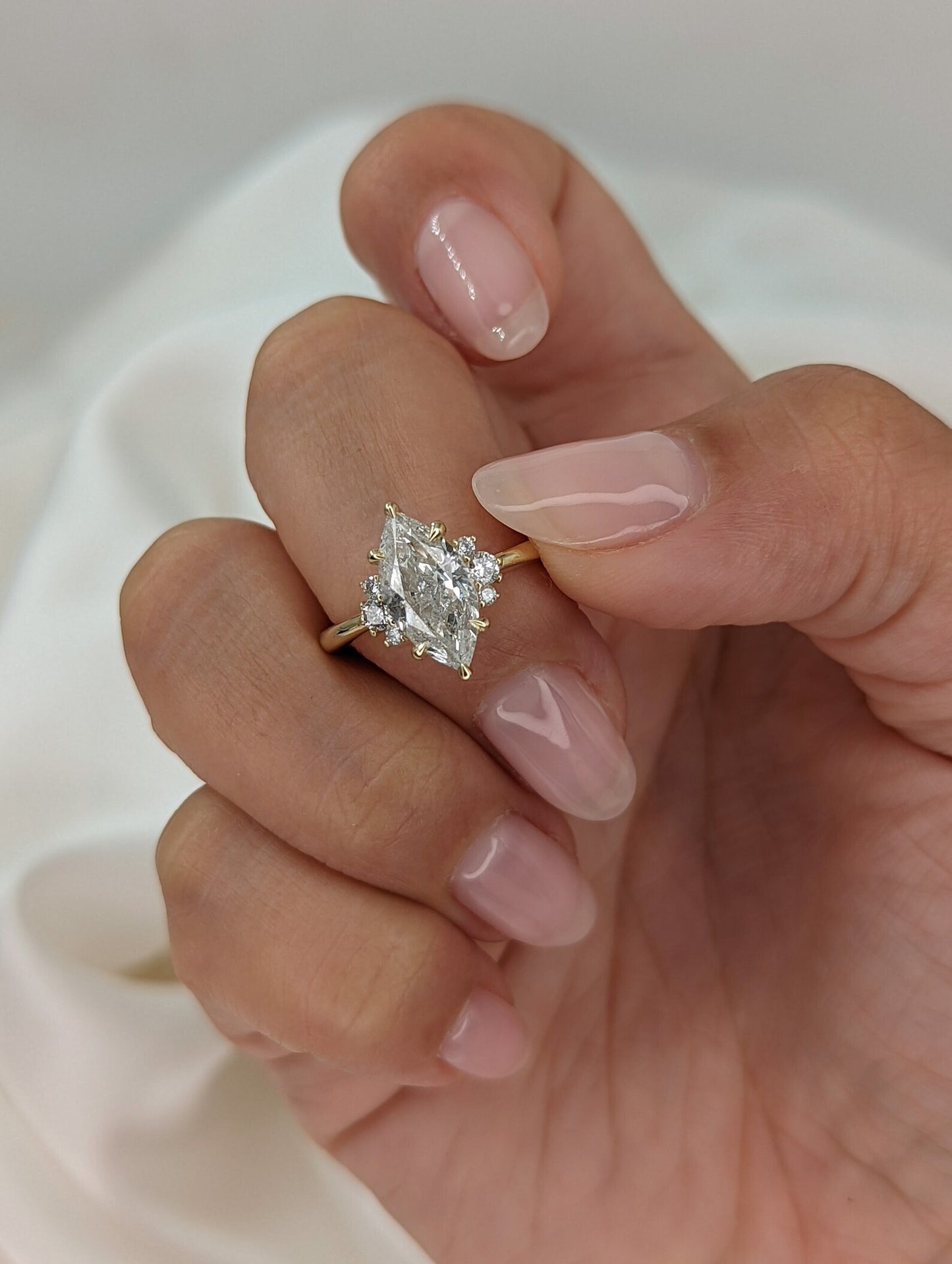 2 CT Marquise Cut Cluster Moissanite Engagement Ring