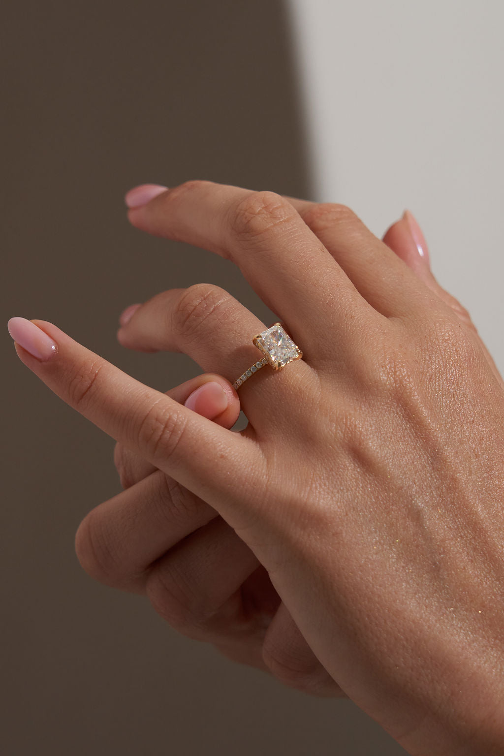 2 CT - 3 CT Radiant Cut Hidden Halo & Pave Moissanite Engagement Ring