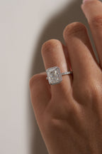 2.5 CT - 3.5 CT Radiant Cut Halo & Pave Moissanite Engagement Ring