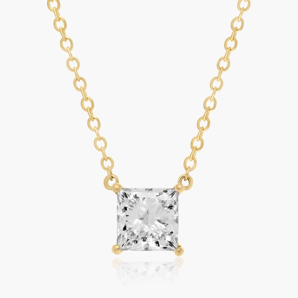 0.25 - 3.00 CT Princess Cut Moissanite Diamond Solitaire Necklace