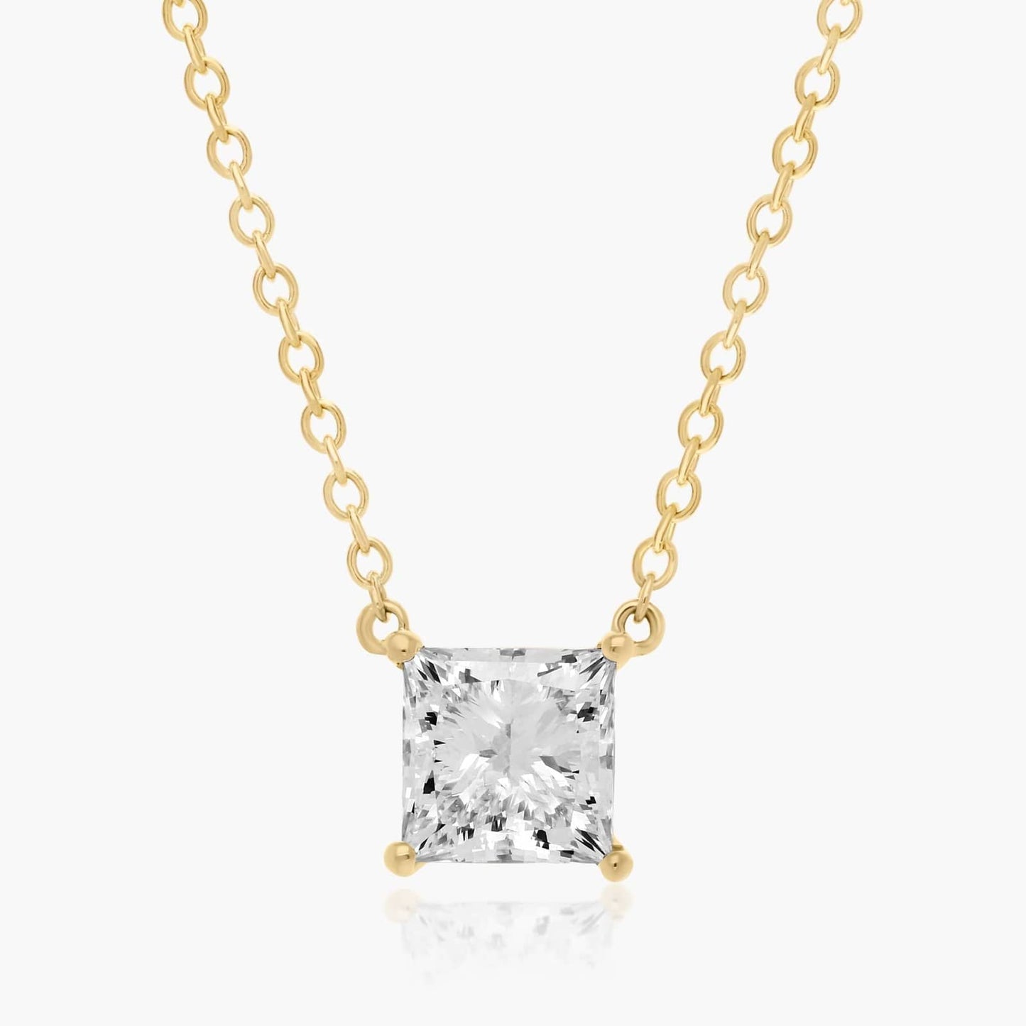 0.25 - 3.00 CT Princess Cut Moissanite Diamond Solitaire Necklace