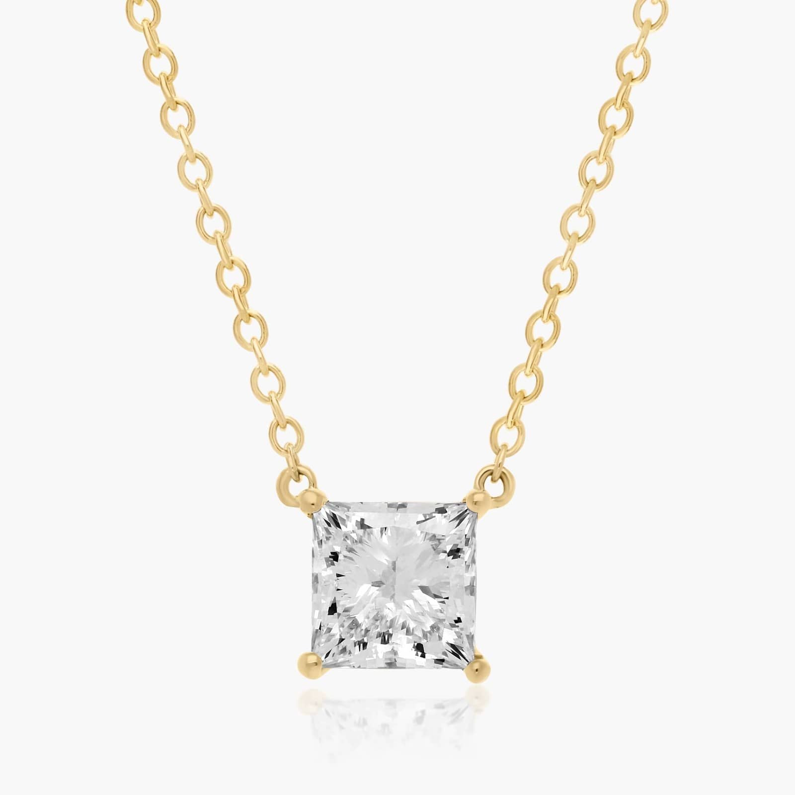0.25 - 3.00 CT Princess Cut Moissanite Diamond Solitaire Necklace