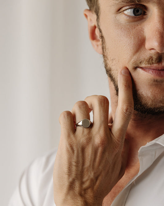 Signet Round Wedding Band For Men