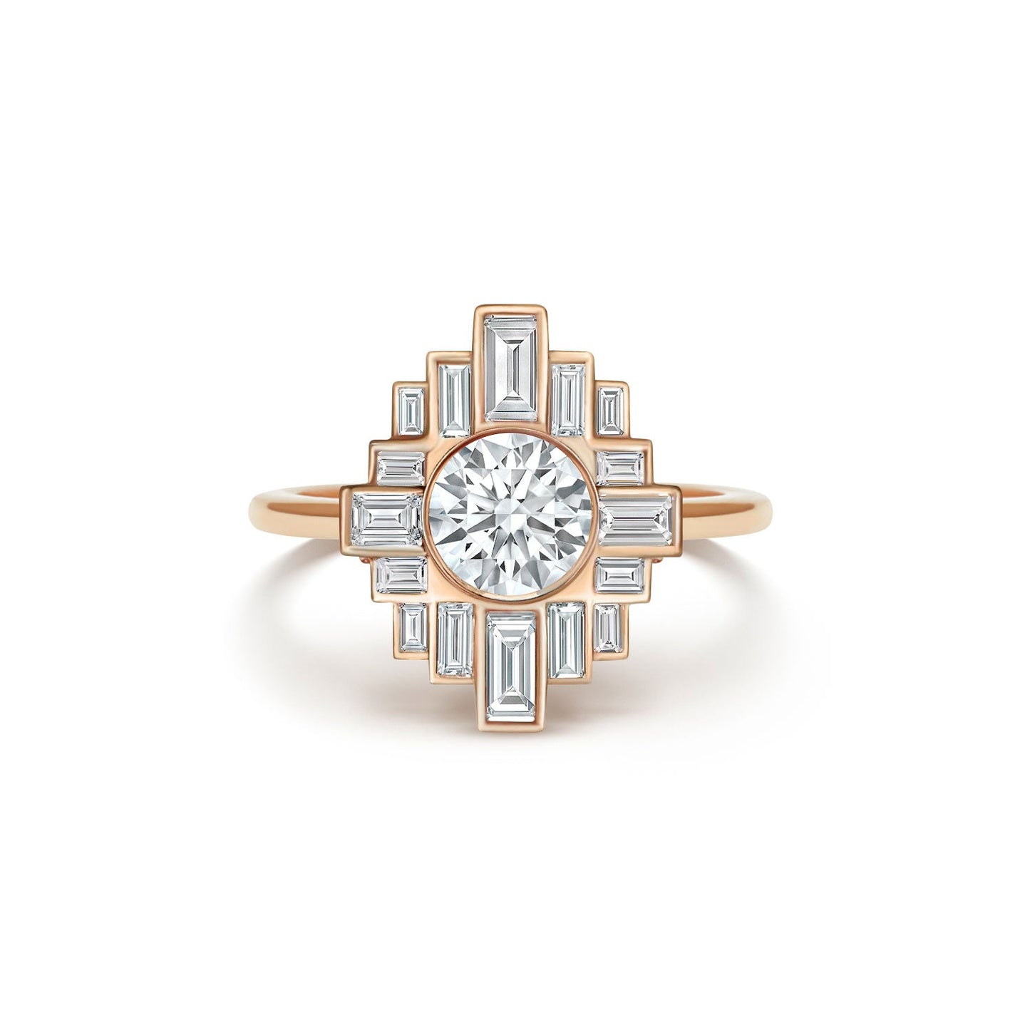0.8 CT Round Cut Moissanite Rockefeller Mosaic Engagement Ring