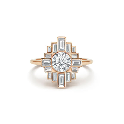 0.8 CT Round Cut Moissanite Rockefeller Mosaic Engagement Ring