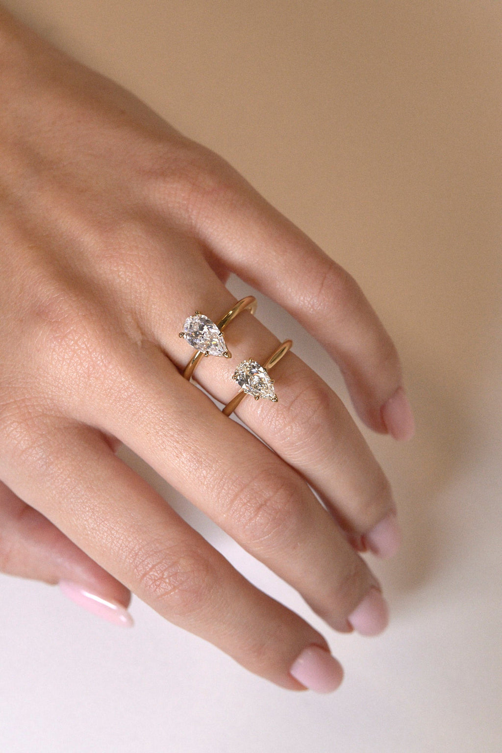 1 CT - 2 CT Pear Cut Lab grown Diamond Solitaire Engagement Ring