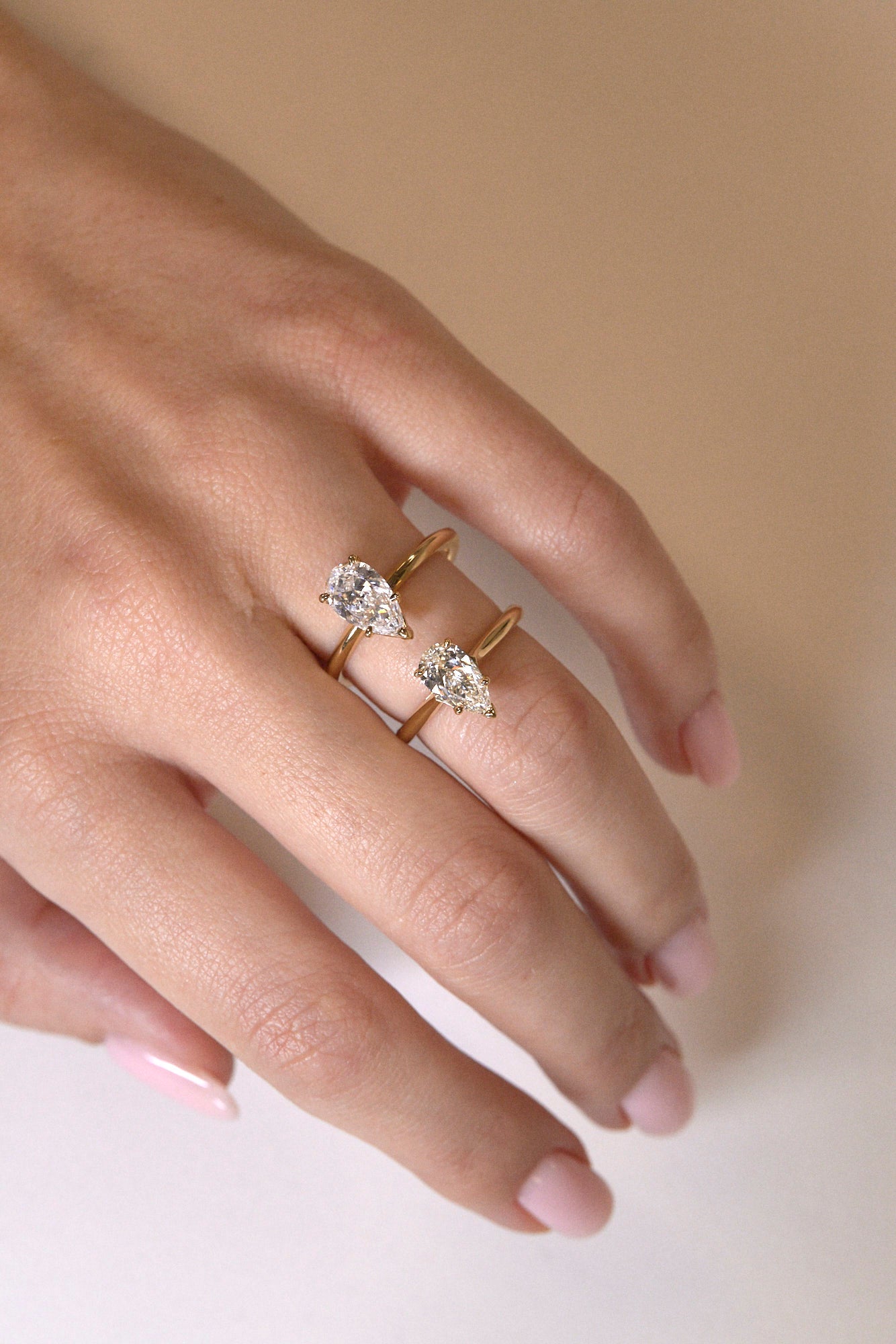 1 CT - 2 CT Pear Cut Lab grown Diamond Solitaire Engagement Ring