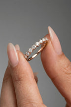 Round Moissanite Three Diamond Wedding Band