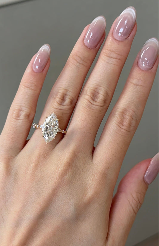 4 CT Marquise Cut Lab grown Diamond Hidden Halo Engagement Ring