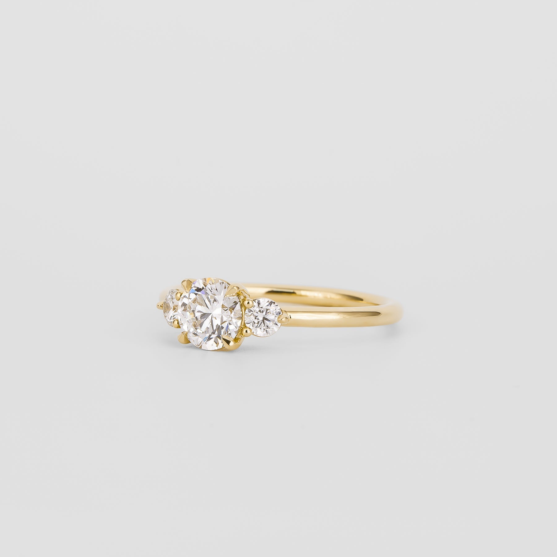 0.72 CT - 2.72 CT Round Cut Lab grown Diamond Three Stone Engagement Ring