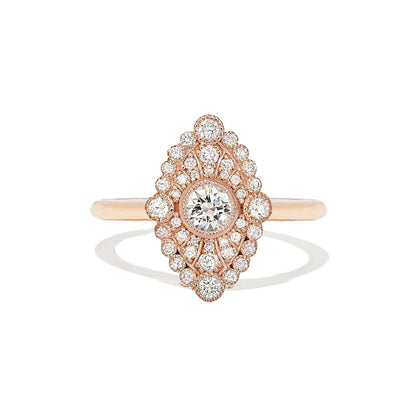 0.41 CT Round Cut Moissanite Marquise Shape Mosaic Engagement Ring