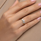 0.8 TCW Pear Cut Three Stone Crown Style Moissanite Engagement Ring