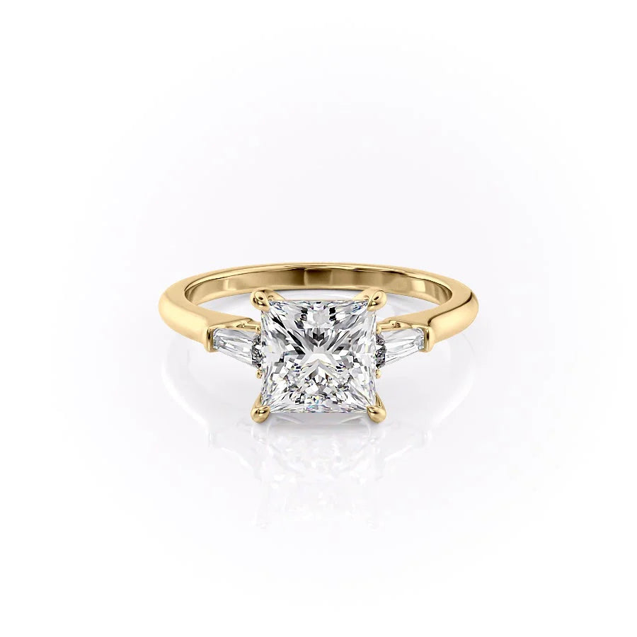 2 CT - 3 CT Princess Cut Three Stone Moissanite Engagement Ring