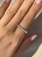 2.31 TCW Emerald CVD Diamond Half Eternity Wedding Band