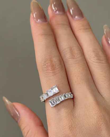 2.18 TCW Emerald CVD Diamond Open Wedding Band