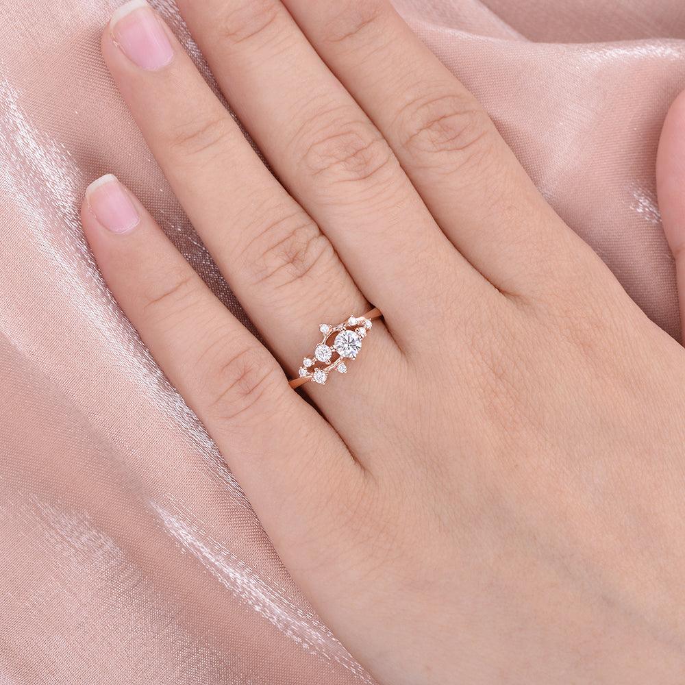 0.32 TCW Round Moissanite Cluster Wedding Band