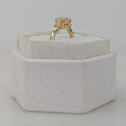 1 CT Elongated Cushion Cut Three Stone Moissanite Engagement Ring