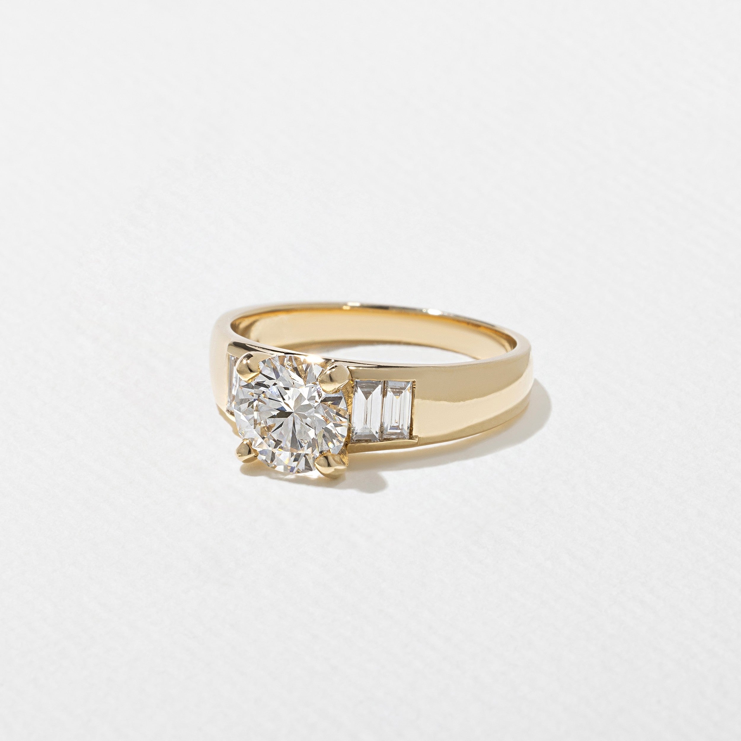 1.23 CT - 3.23 CT Round Cut Lab grown Diamond Side Stone Engagement Ring