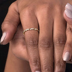 0.14 TCW Round Moissanite Twisted Full Eternity Wedding Band