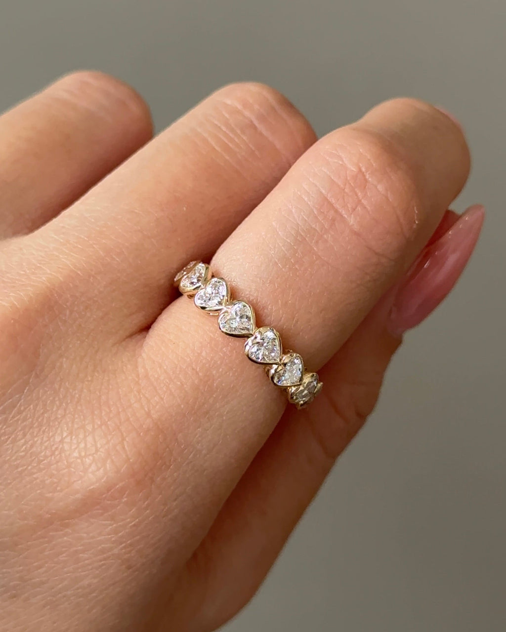 1.7 TCW Heart CVD Diamond Half Eternity with Bezel Wedding Band