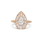 0.73 CT Pear Cut Moissanite Cluster Mosaic Engagement Ring