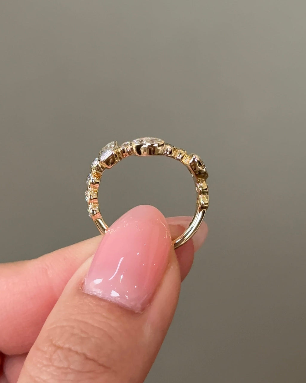 0.94 TCW Multi Shape CVD Diamond Bezel Curvy Wedding Band