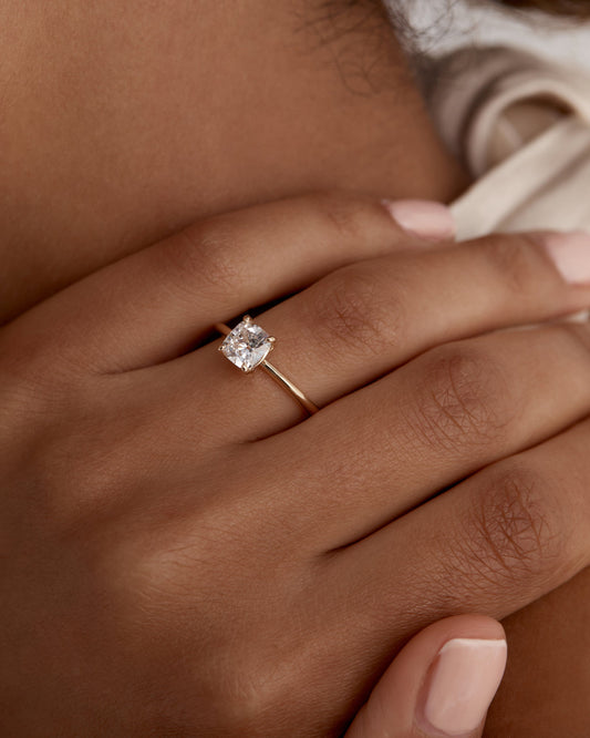 1 CT - 3 CT Elongated Cushion Cut Lab grown Diamond Solitaire Engagement Ring