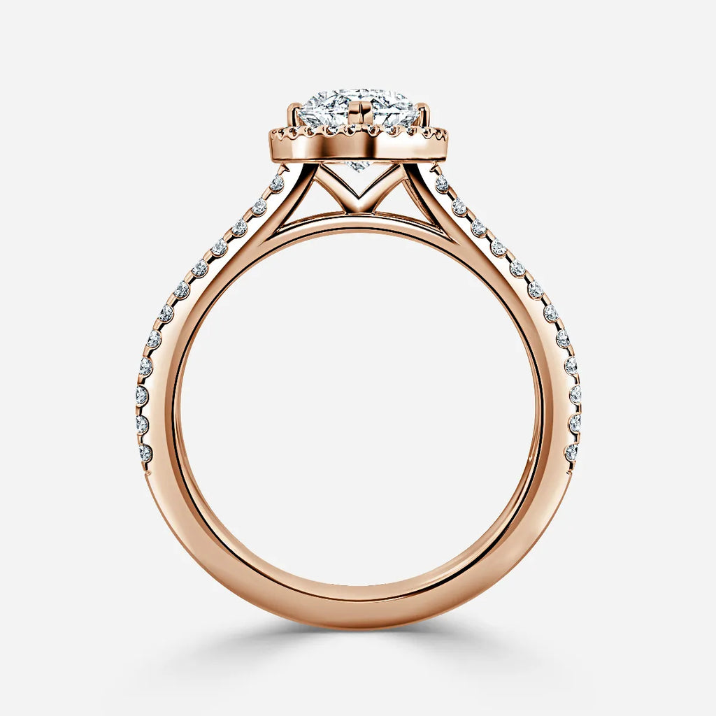 3 CT Marquise Cut Split Shank Halo Pave Moissanite Engagement Ring