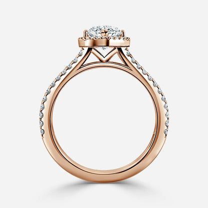 3 CT Marquise Cut Split Shank Halo Pave Moissanite Engagement Ring