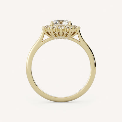 2 CT Cushion Cut Lab grown Diamond Halo Engagement Ring