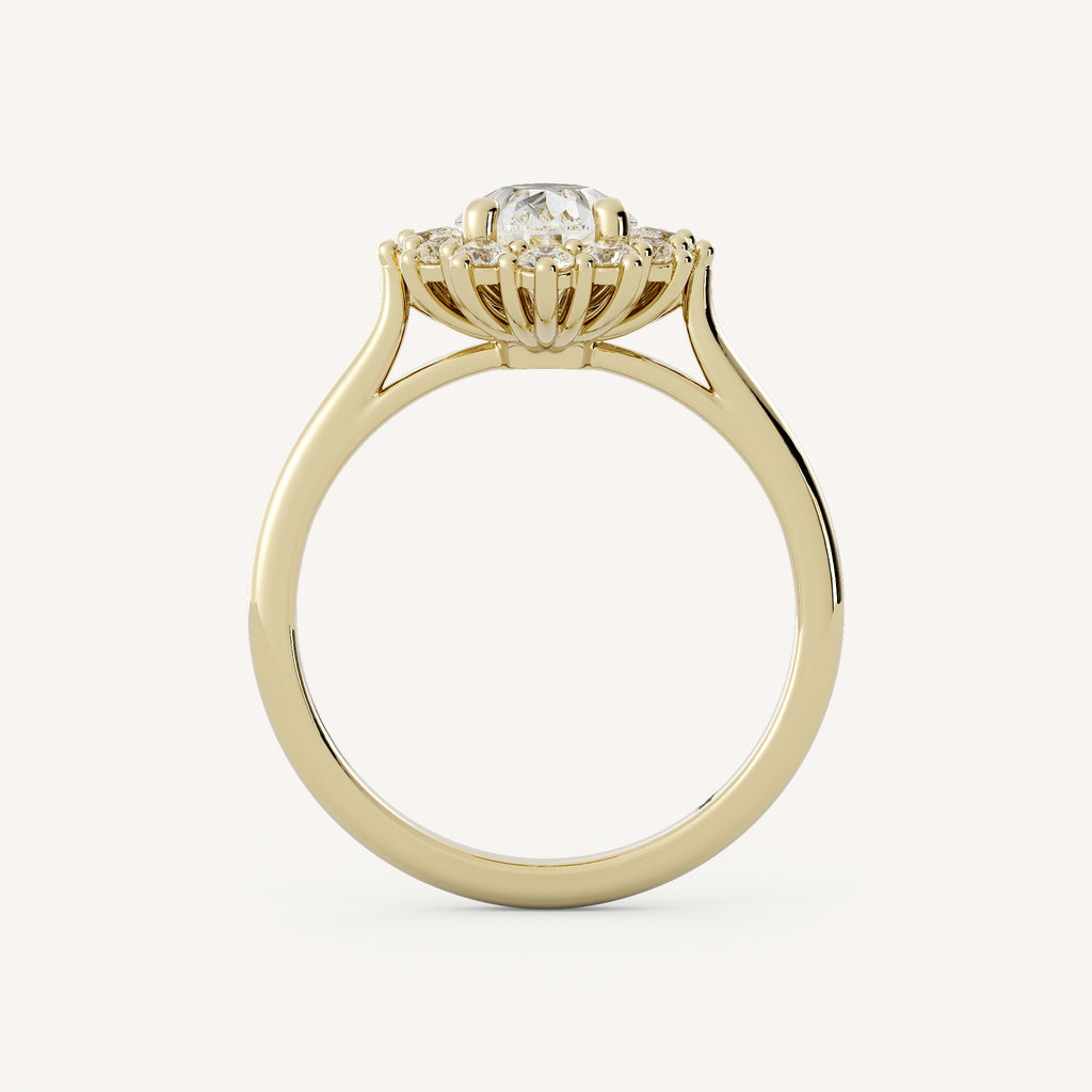 0.7 CT - 1.75 CT Pear Cut Lab grown Diamond Halo Engagement Ring