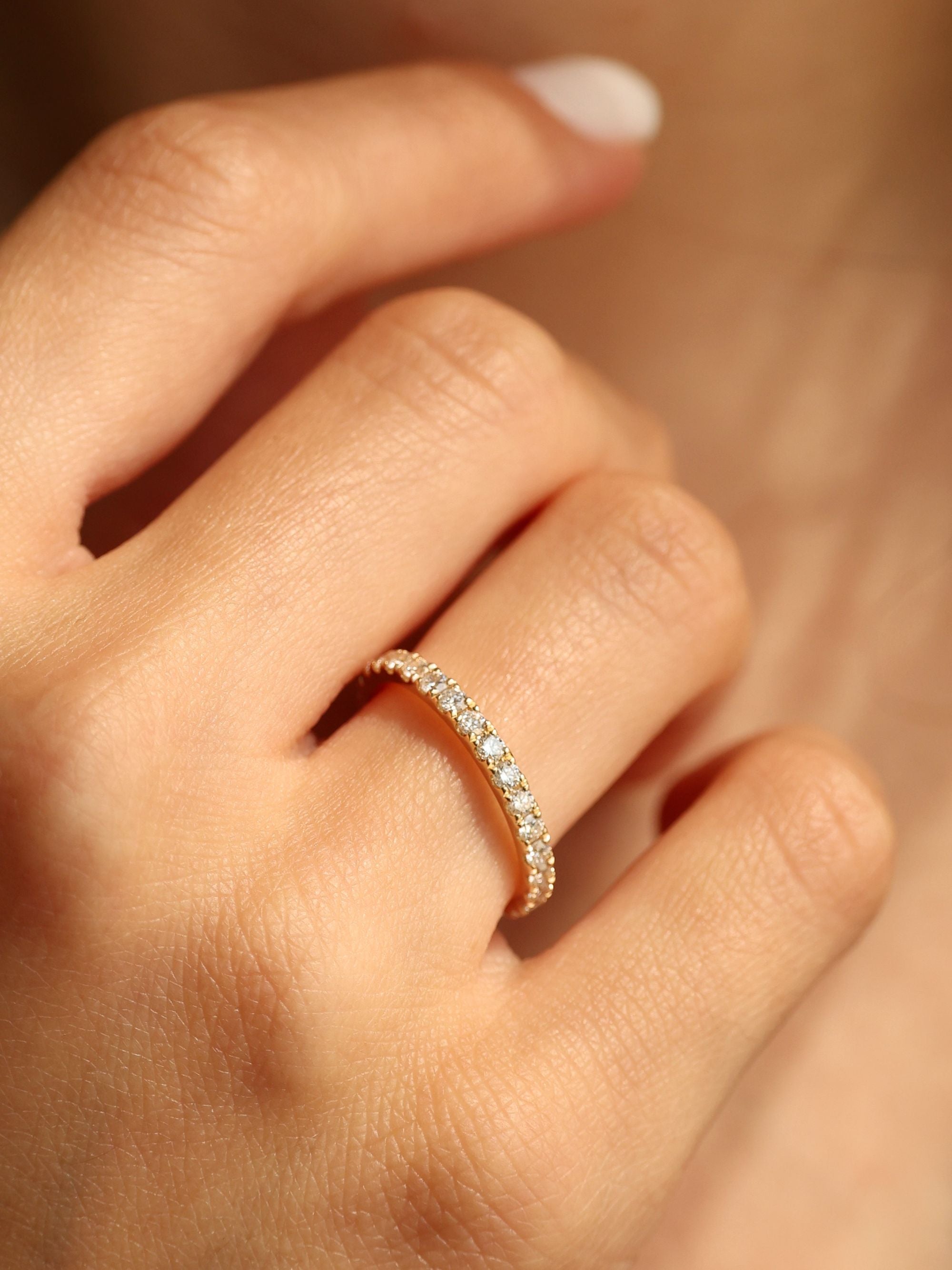 1 TCW Round CVD Diamond Full Eternity Wedding Band